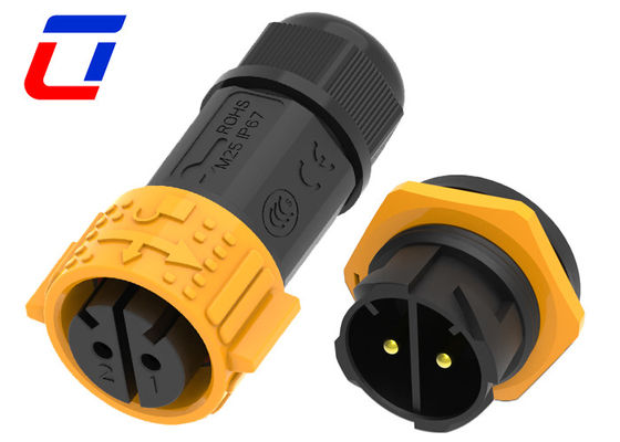 High Voltage 600V IP67 Waterproof Power Connector 2 Pin For Electrical Equipment