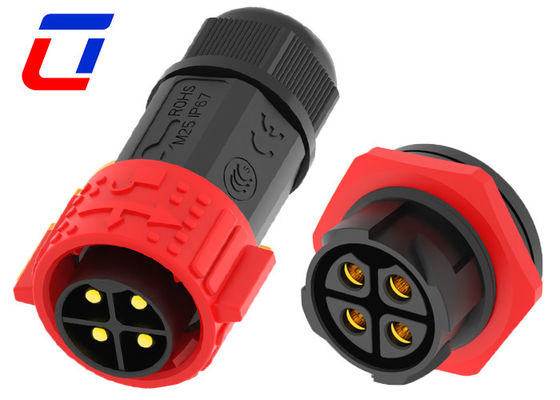 4 Pin Power Connector Waterproof 50A IP67 10AWG Cable Field Assembly