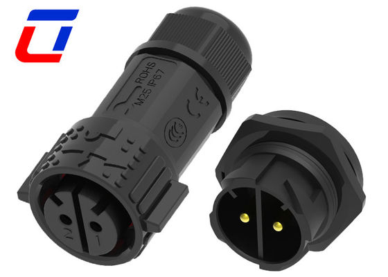 2 Pin Waterproof Cable To Board Connector IP67 With Push Locking