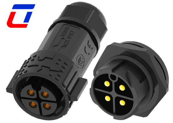 Industrial Plastic 50A Waterproof Male Female Connectors IP67 600V 4 Pin