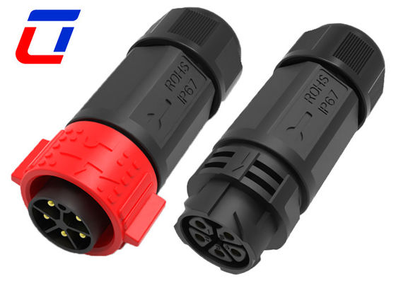 IP67 Waterproof 5 Pin Male Female Connector High Current Rated 30A With Push Lock