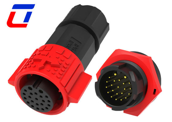 Industrial 2 Pin Panel Mount Power Connector 20 Pin Waterproof Data Connector
