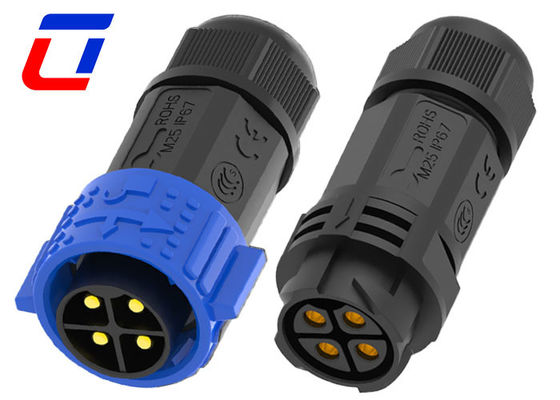 Outdoor Wire To Wire 4 Pin Waterproof Connector IP67 600V With Push Locking