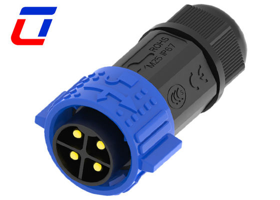 Outdoor Wire To Wire 4 Pin Waterproof Connector IP67 600V With Push Locking