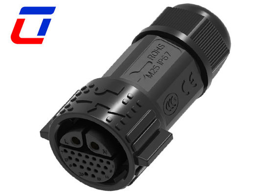 30A DC Waterproof Data Cable Connector IP67 20 Pin Self Locking Multi Core Structure