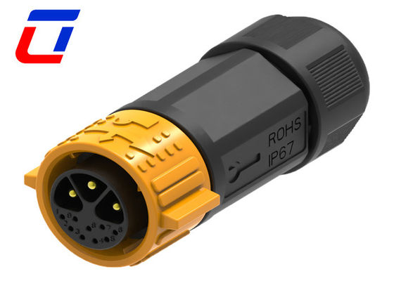 30A 3 Phase Power Connector Waterproof 9 Phase Signal Female PCB Panel Push Locking