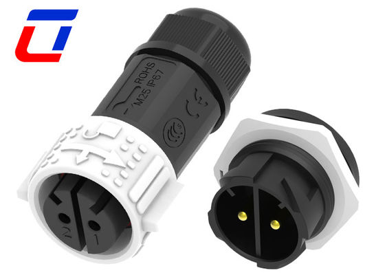 White Color 2 Pin Female Waterproof Connector IP67 Male Panel Mount Connector