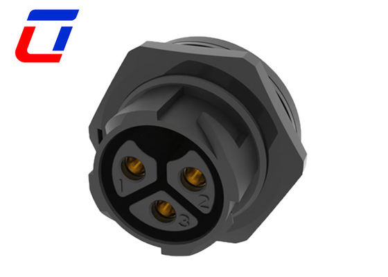 Circular 3 Pole Waterproof Cable Connector IP67 Panel Mount Screw Terminals