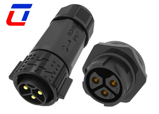 Circular 3 Pole Waterproof Cable Connector IP67 Panel Mount Screw Terminals