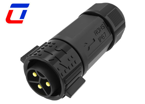 Circular 3 Pole Waterproof Cable Connector IP67 Panel Mount Screw Terminals