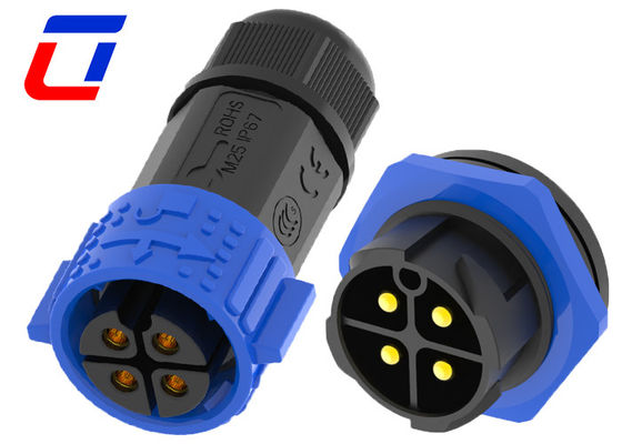 40A M25 Bulkhead Power Connector 4 Pin Waterproof IP67 Male / Female