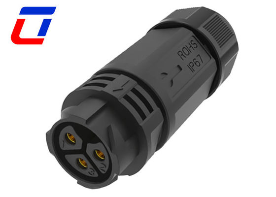 50A 300V Waterproof 3 Phase Cable Connector Round 3 Pin Screw Terminal Connector