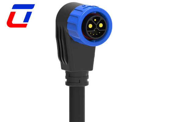 M23 90 Degree molded cable connectors 2+1+5 Pin Push Lock Waterproof Connector