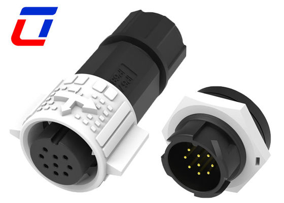 IP67 Plug Socket 9 Pin Data Connector Waterproof M19 With Push Locking
