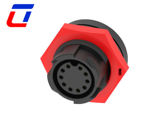Red M19 IP67 Waterproof Connector 10 Pin Male Female Water Tight Cable Connector