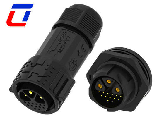 30A 3 Pin 600V Circular Quick Release Wire Connector Waterproof Male To Female