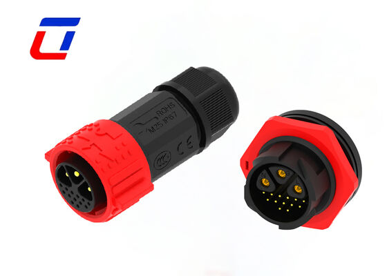 3+13 Pin Plug Socket Waterproof M25 Data And Power  Connector IP67