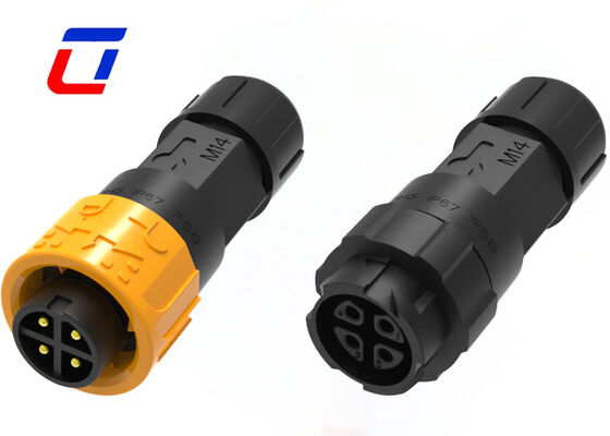 4 Pin LED Waterproof Connector M16 10A  PA66 Push Locking  Wire To Wire Connectors