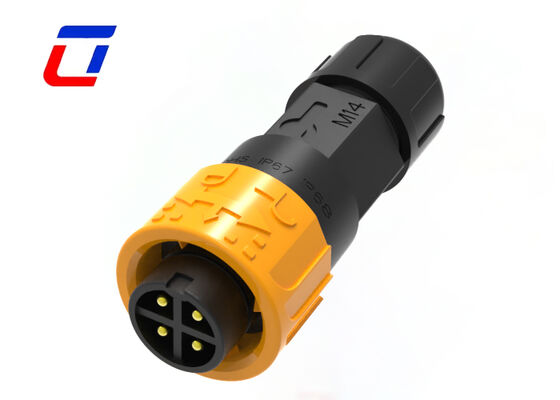 4 Pin LED Waterproof Connector M16 10A  PA66 Push Locking  Wire To Wire Connectors