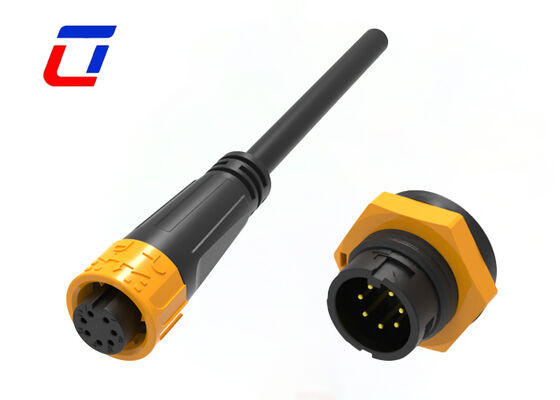 M16 7 Pin Waterproof Connector 60V Low Voltage CE PA66 Data Cable Connector