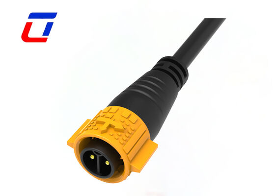 IP67 Waterproof Power Cable Connector M19 2Pin Yellow Molded Push Lock Connectors
