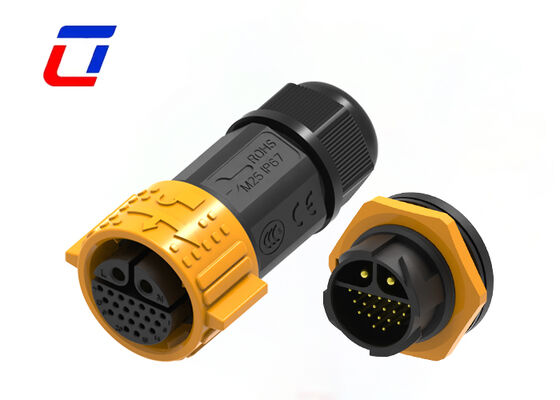 M25 Self Locking Quick Connect Circular 22Pin  Brass Gold-Plated Multi Pin IP67 Waterproof 