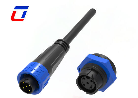 8A M16 5 Pin IP67 Power Connectors ODM Outdoor Waterproof Push Lock Connector