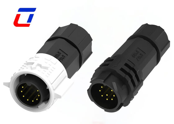 Low Voltage 300V M19 8 Pin Circular Connector PA66 Waterproof Push Lock Data Connector