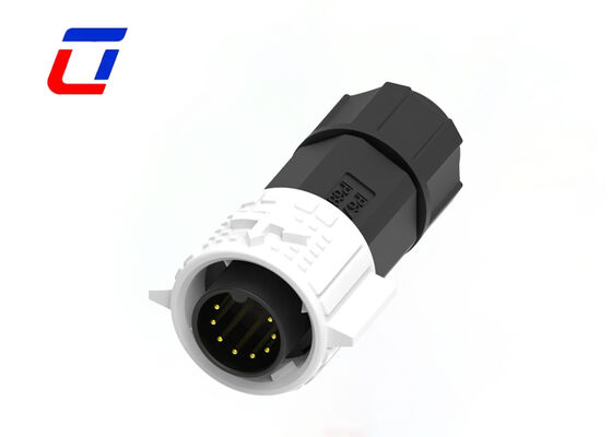 Low Voltage 300V M19 8 Pin Circular Connector PA66 Waterproof Push Lock Data Connector