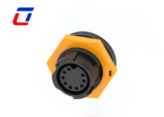 9 Pin Brass Gold-Plated Industrial Circular Connector 5A Low Current M19 Wire To Board