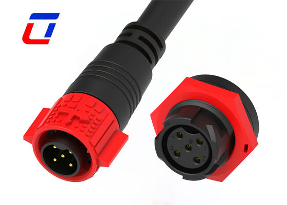 20A 5 Pin Power Waterproof Cable Connector M19 Industrial Male Female Push Lock Connector