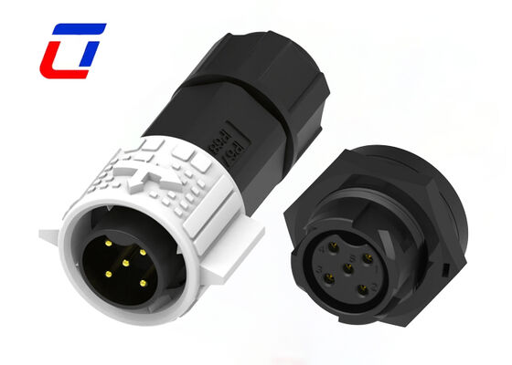 20A IP67 Waterproof Quick Lock Electrical Connectors M19 5 Pin Plastic Male Female Connector