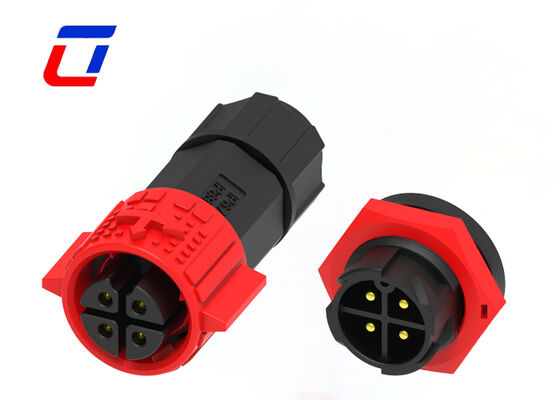 20A PA66 4 Pin Wire To Wire Connector M19 Push Lock IP67 Waterproof Power Connector