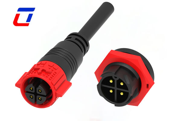 20A PA66 4 Pin Wire To Wire Connector M19 Push Lock IP67 Waterproof Power Connector