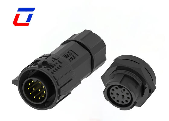 M19 12 Pin 300V IP67 Circular Plastic Connectors Push Locking Waterproof Data Connector