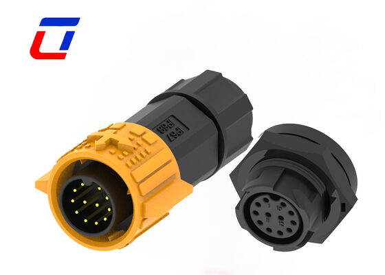 M19 12 Pin 300V IP67 Circular Plastic Connectors Push Locking Waterproof Data Connector
