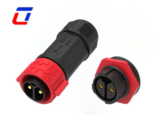 50A High Current PA66 2 Pin Panel Mount Power Connector Push Lock 600V Round Connectors