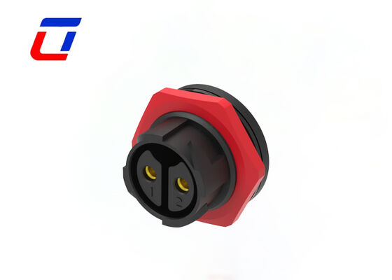 50A High Current PA66 2 Pin Panel Mount Power Connector Push Lock 600V Round Connectors