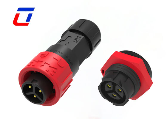 300V 10A IP67 Power Connectors M16 Panel Mount Connector 3 Pin Push Locking