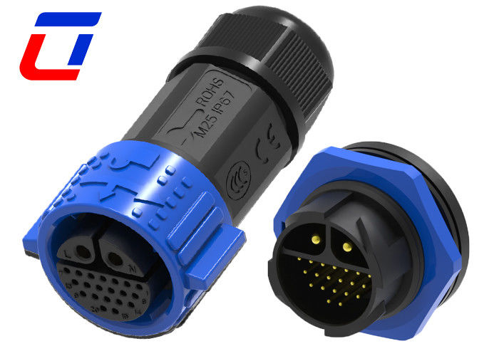 40A 2 Pin High Current Power Connector 20 Pin Waterproof Data Connector IP67
