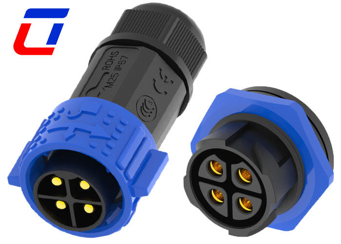 Waterproof 4 Pin Wire To Board Power Connector 50A Watertight Bulkhead Connector