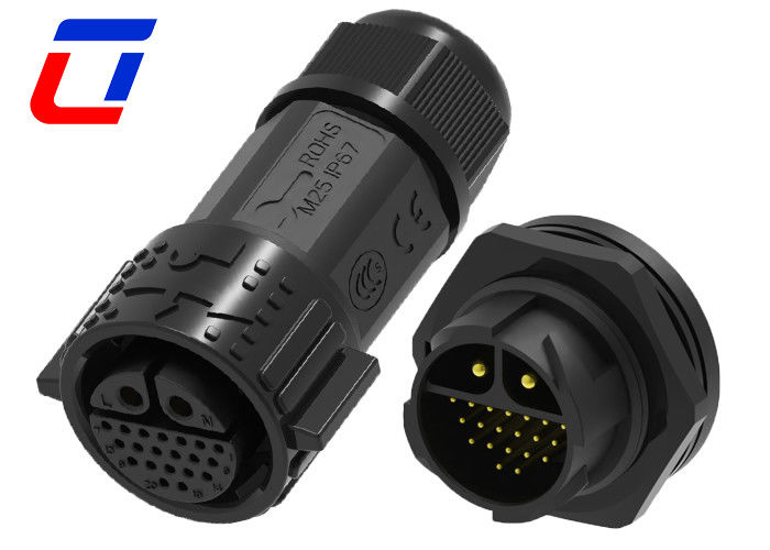 30A DC Waterproof Data Cable Connector IP67 20 Pin Self Locking Multi Core Structure