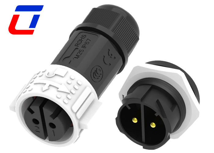 White Color 2 Pin Female Waterproof Connector IP67 Male Panel Mount Connector