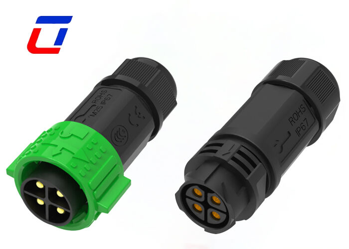 M25 4 Pin IP67 Power Connector 50A Brass Push Locking Cable To Cable Waterproof Connectors