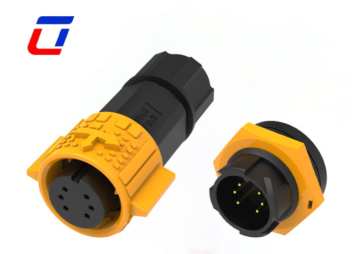 M19 6 Pin Industrial Plug And Socket Push IP67 Waterproof Connector To Communication