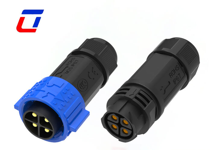 PA66 M25 4 Pin Male To Female Connector 500V Push Lock Power Connector