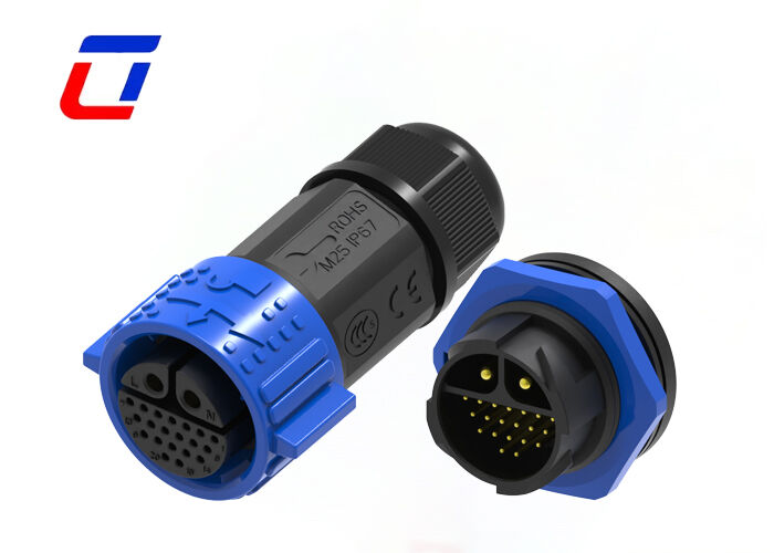 M25 Waterproof Aviation Connector Push Pull 300V Multi Pin 2+20 Pin Connector