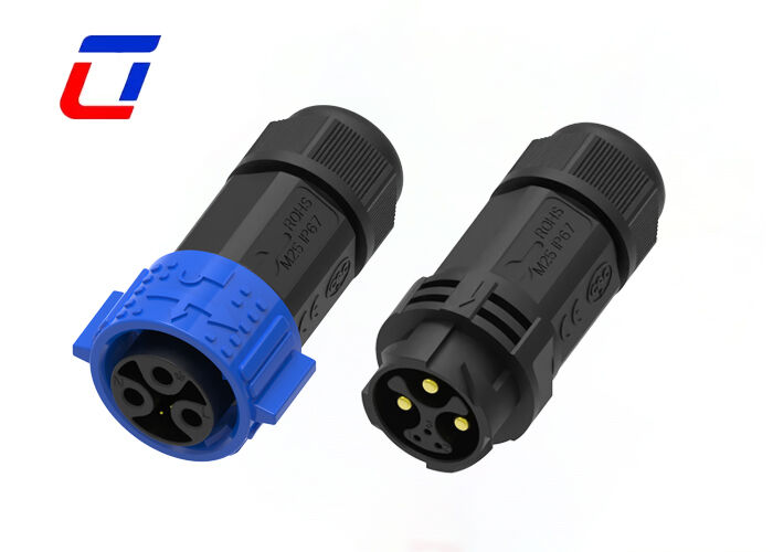 M25 IP67 Round Waterproof Connector 3+3 Pin Data And Power Quick Lock Connectors