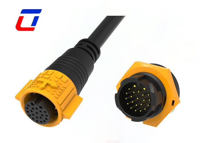 M19 Waterproof 2+20 Multi Pin Connectors PA66 Waterproof Power Data Cable Connector