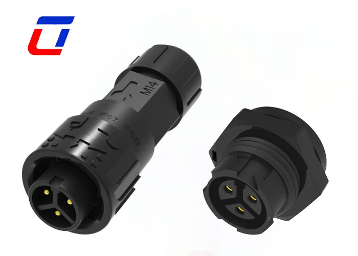 M16 3 Core Waterproof Cable Connector DC Quick Lock Brass Gold-Plated Power Connectors